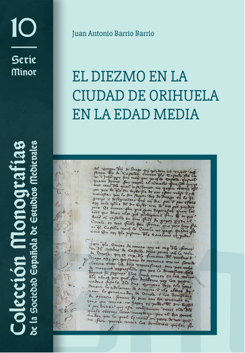 Cubierta del libro "El diezmo en la ciudad de Orihuela en la Edad Media"