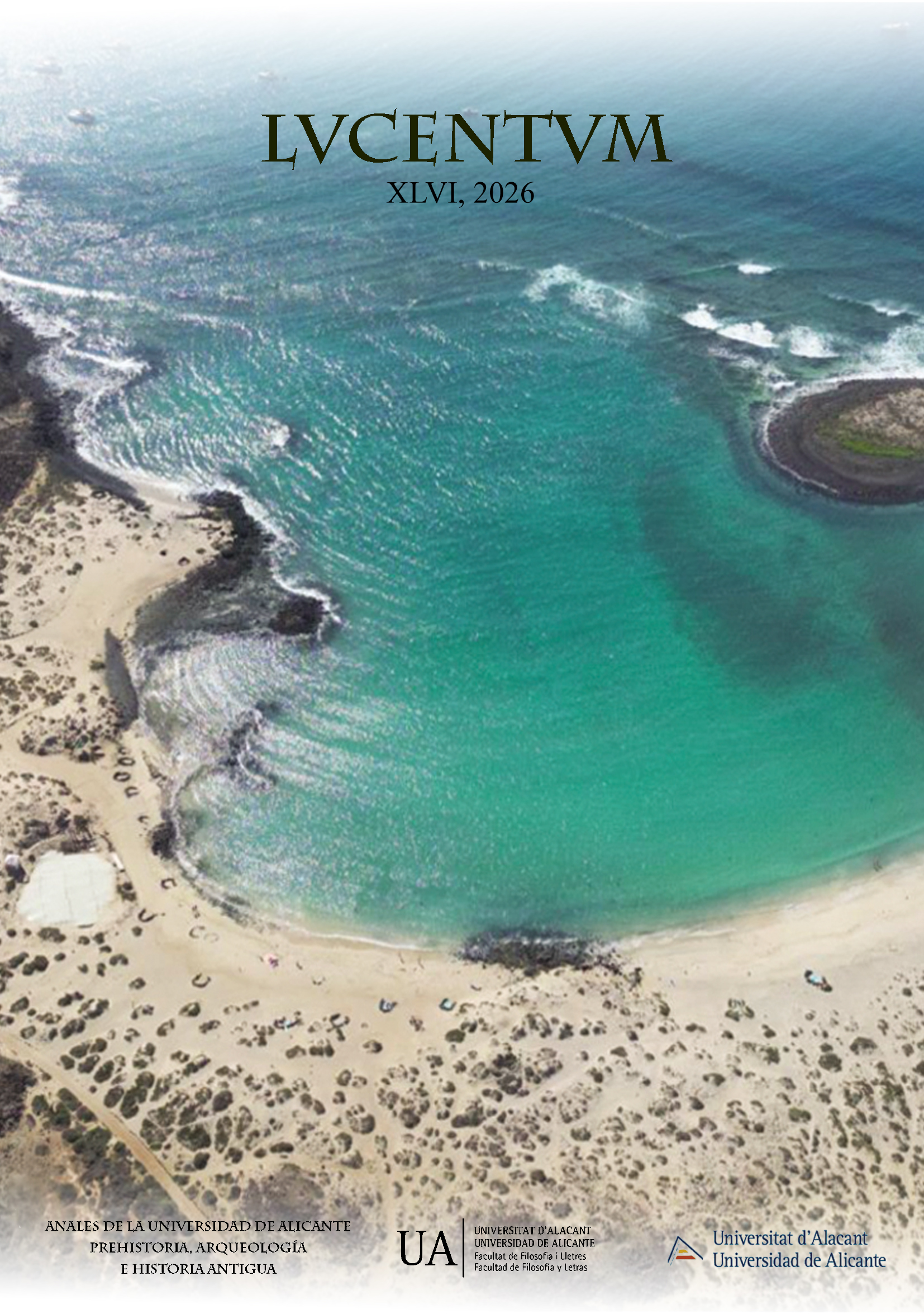 Vista aérea del taller de púrpura de Lobos en la Playa de La Calera (islote de Lobos, Canarias). Fotografía de C. Moreno